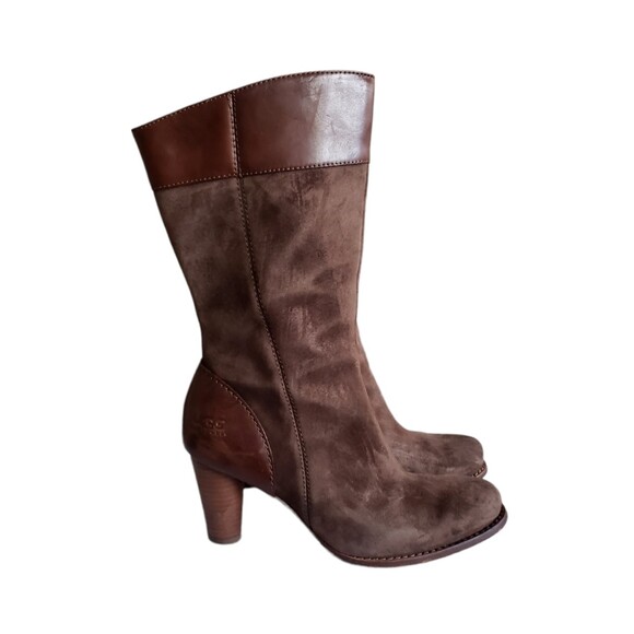 UGG Stella mid calf Leather Suede Brown Zip up Boots 5474 Women's Size 8.5 - Picture 1 of 10